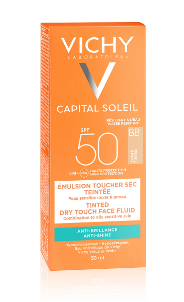 Vichy Capital Soleil BB Émulsion Toucher Sec Teintée SPF50 Peau Sensible Mixte à Grasse | 50ml