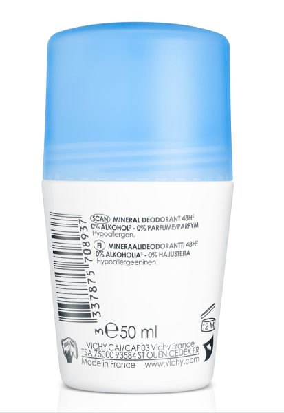 Vichy Dermo-Tolérance Déodorant Minéral 48H Bille Sans Sels d'Aluminium Peau Sensible et Réactive | 50ml