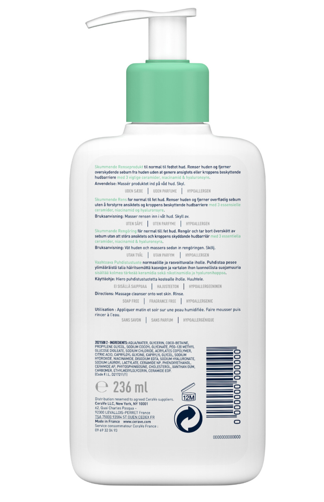 CeraVe Gel Moussant Nettoyant Peau Normale à Grasse | 236ml