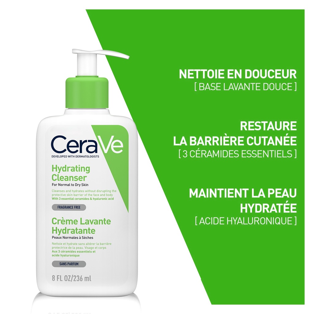 CeraVe Crème Lavante Hydratante Peau Normale à Sèche | 236ml