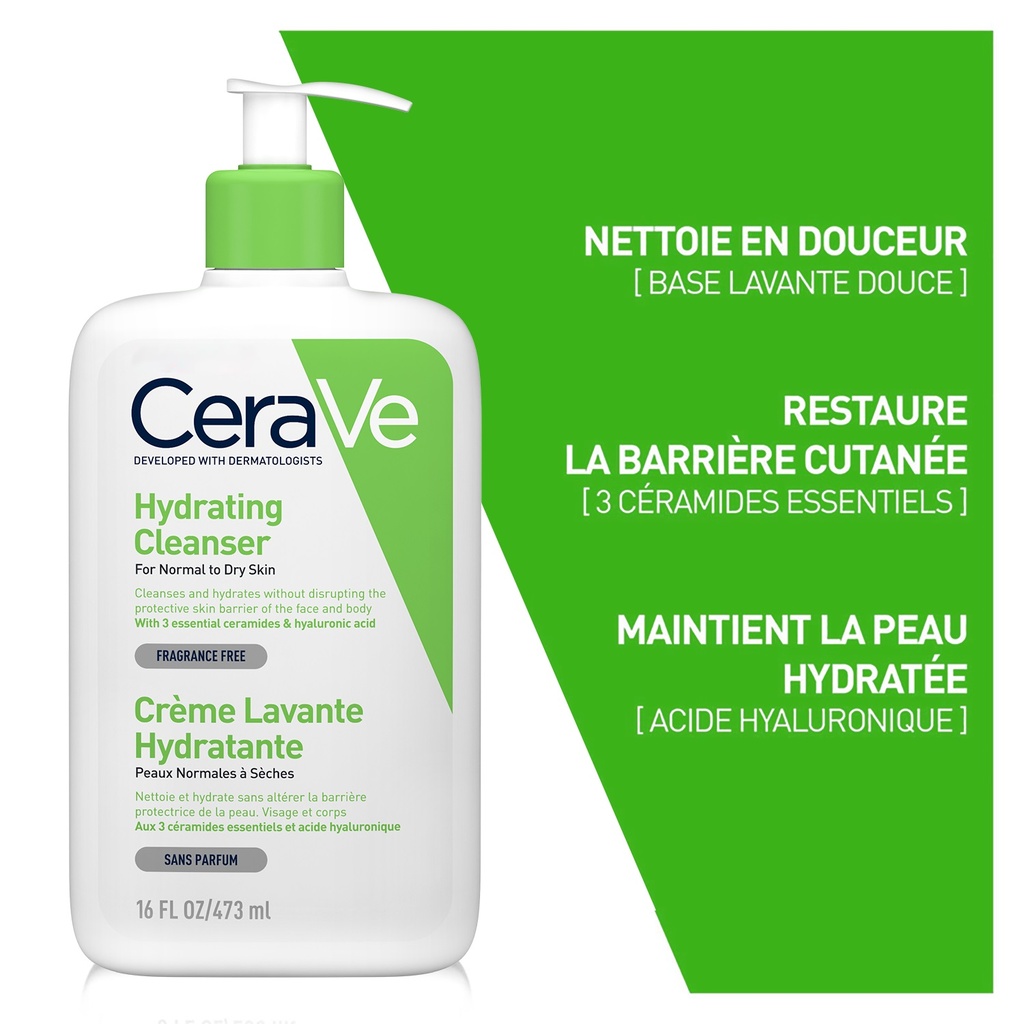 CeraVe Crème Lavante Hydratante Peau Normale à Sèche | 473ml