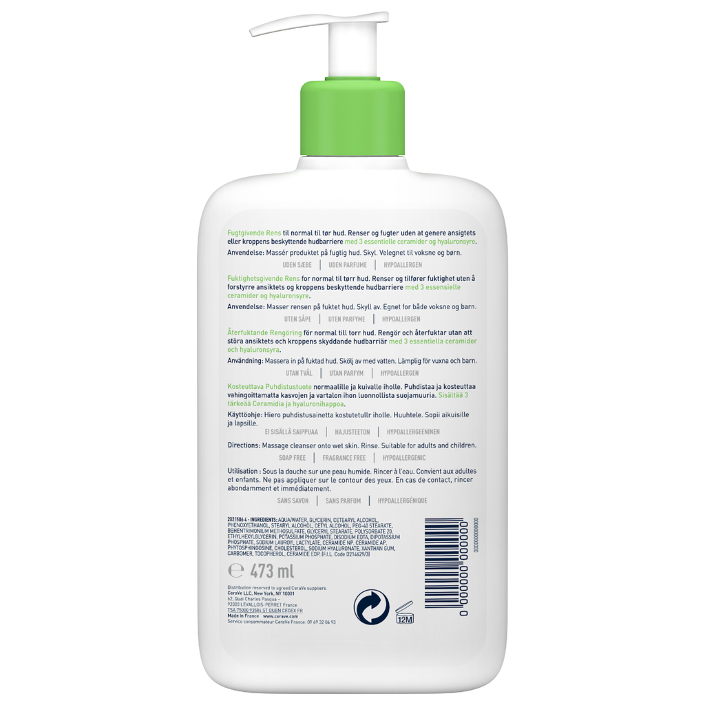 CeraVe Crème Lavante Hydratante Peau Normale à Sèche | 473ml