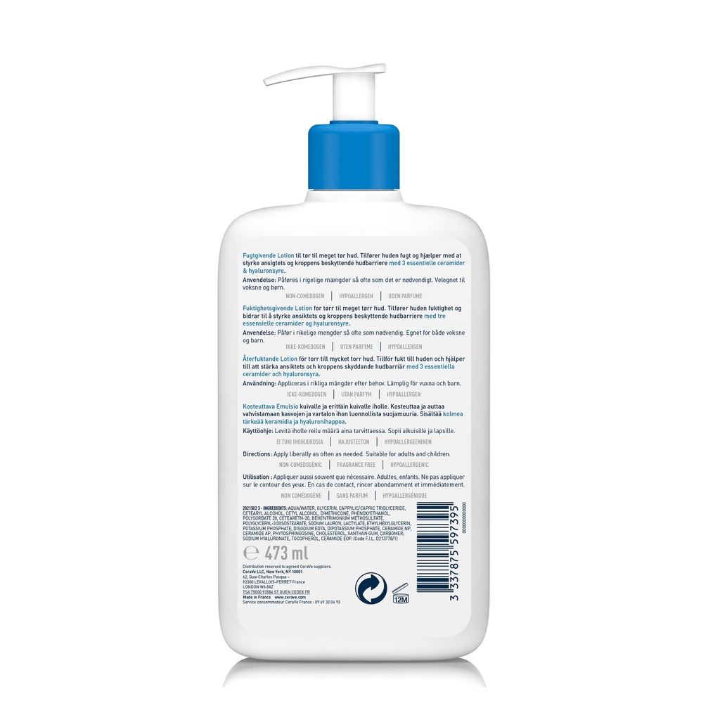 CeraVe Lait Hydratant Léger Peau Sèche à Très Sèche | 473ml