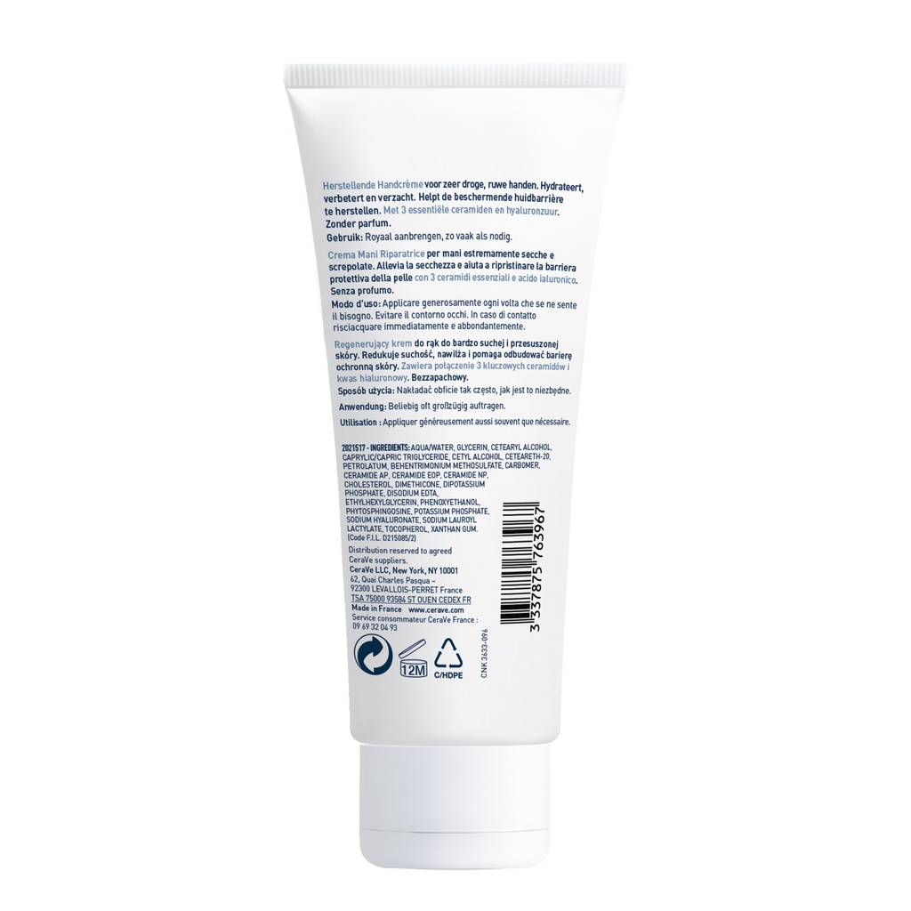CeraVe Crème Réparatrice Mains Sèches et Abîmées | 100ml