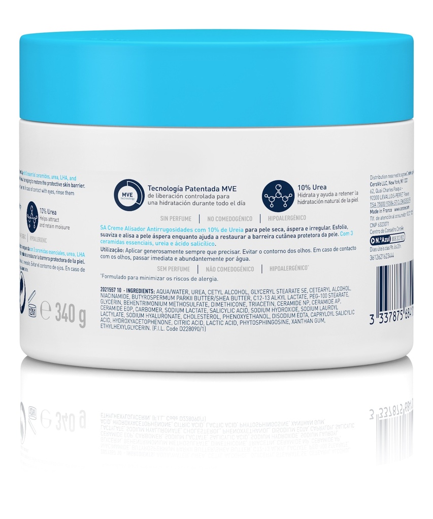 CeraVe SA Crème Anti-Rugosités Peau Sèche et Squameuse | 340g