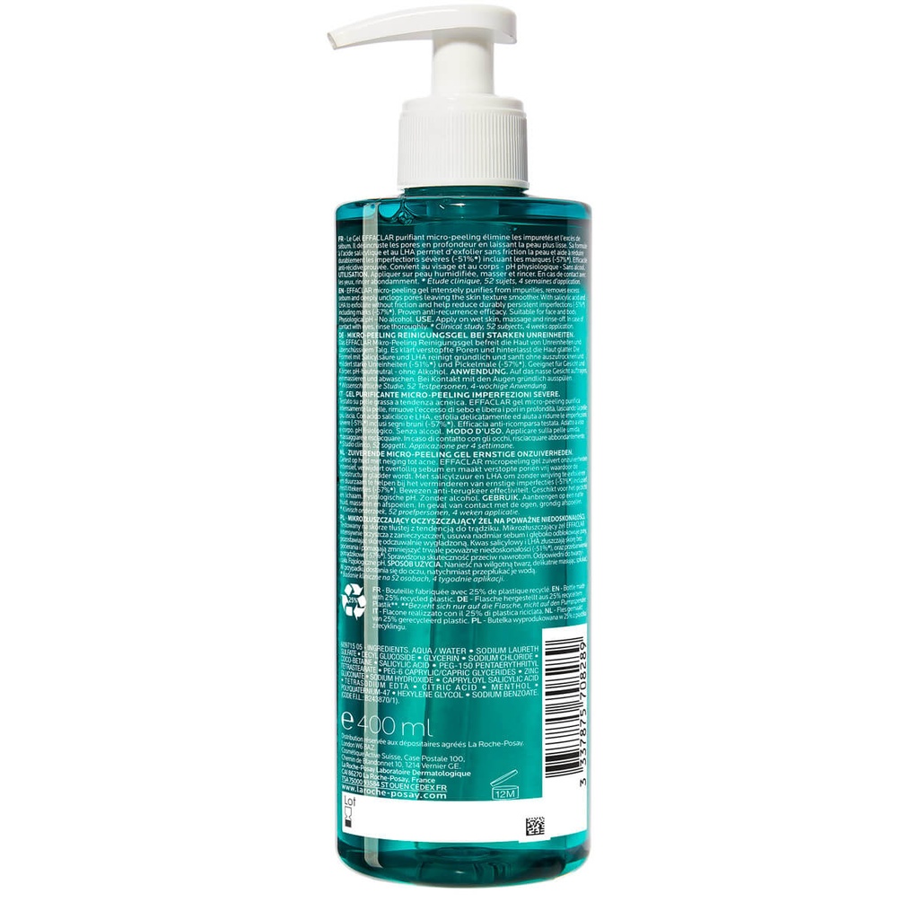 La Roche-Posay Effaclar Gel Purifiant Micro-Peeling Peau Grasse Acnéique | 400ml