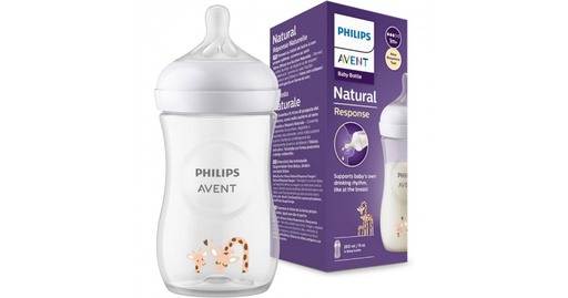 [SCY903/66] PHILIPS AVENT BIBERON NATURAL RESPONSE 3.0 TEAT 1M+ DECO GIRAFFE l 260ML