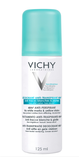 Vichy Déodorant Anti Transpirant 48H Anti-Traces Jaunes & Blanches Aérosol | 125ml