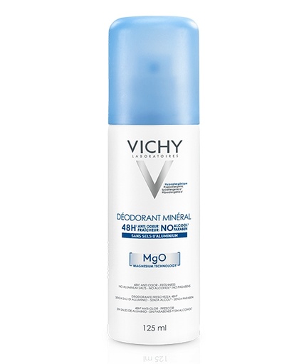 Vichy Déodorant Minéral 48H Aérosol Sans Sels d'Aluminium Peau Sensible & Réactive | 125ml