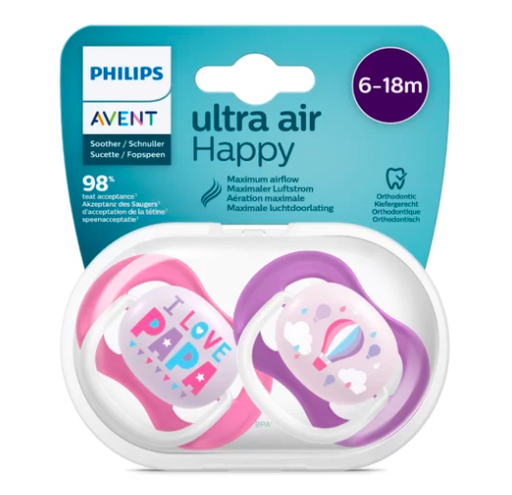 [SCF080/04] PHILIPS AVENT SUCETTES ORTHO 6M-18M GIRL PAP-BALLO