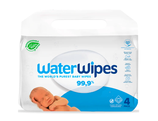 WATERWIPES BABY 4x60 PK BIO lingettes